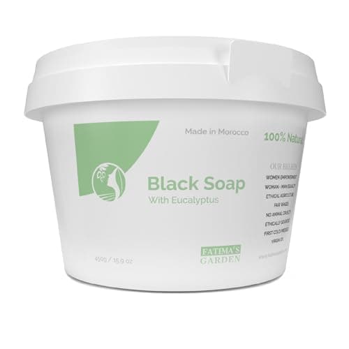 Fatima's Garden Savon Noir à l'Eucalyptus - Nettoyant Purifiant, 450g