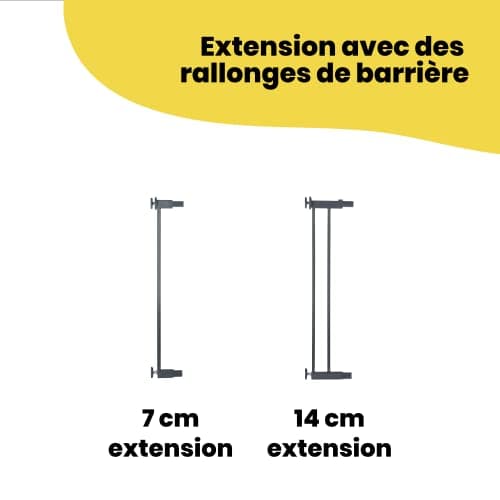Safety 1st Barrière de Sécurité pour Bébé Extensible à Fermeture Facile, Barrière d'Escalier à Fixation par Pression sans Percer (également utilisable pour les animaux domestiques), gris