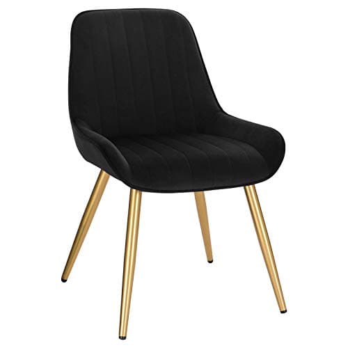 Lestarain Chaises de Salle à Manger Lot de 4 avec Dossier,Chaise de Cuisine Chaise de Salon Fauteuil Chaise Velours avec Pieds en Métal,Noir