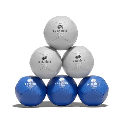 LA MARIOLE - Jeu de Boules de Pétanque Tout Terrain Intérieur Extérieur Indoor Outdoor - Pack Officiel Bleu & Argent V4