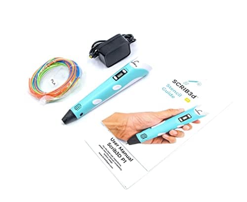 SCRIB3D Stylo d'impression 3D P1 avec affichage - Contient un stylo 3D, 3 couleurs de départ de filament PLA, un livre de pochoirs + instructions de projet et chargeur (français non garanti)