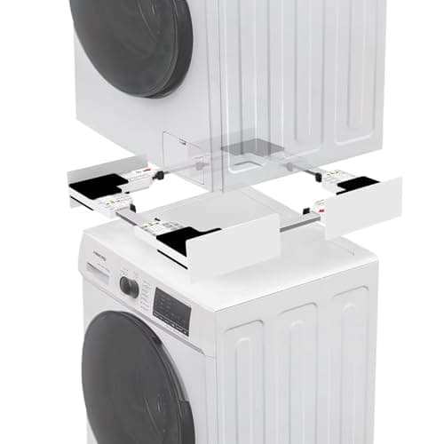 NIUXX Universel Kit de Superposition pour 46-66cm Lave-linge et Sèche-linge, Kit D’empilage pour Machine à Laver, Cadre Intermédiaire pour Laver, Sèche-Linge Kit Intermédiaire avec Sangles à Cliquet