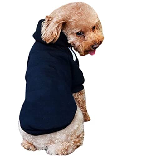 Ducomi Sweat à Capuche pour Chien 100% Coton - Manteau pour Petit, Moyen et Grand Chiens, Chihuahua, Bouledogue Français, Labrador, Pitbull et Amstaff, Pull Confortable (Noir, 2XL)