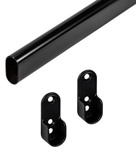 Gedotec Porte-manteau noir Porte-manteau métal | Tringle placard 1500 mm | Tringle de garde-robe en métal vintage OVAL | Tube meuble 30 x 15 mm | 1 Armoire bar ovale avec 2 consoles | 1 Pièce