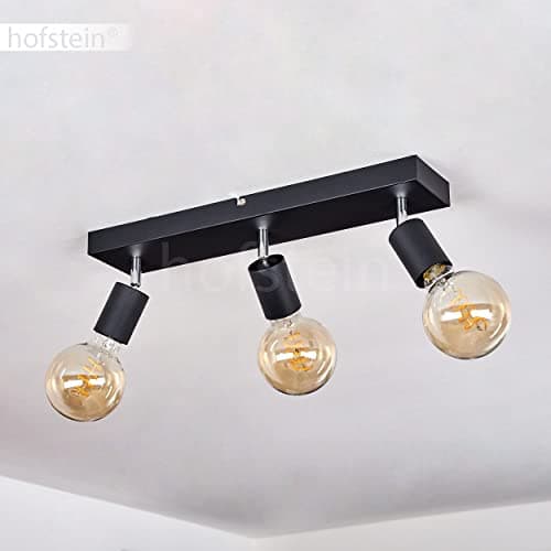HOFSTEIN - Plafonnier Tulla, lampe de plafond en métal noir, lampe d'intérieur moderne à 3 flammes, têtes de lampe pivotantes et orientables, 3 x E27, sans ampoules