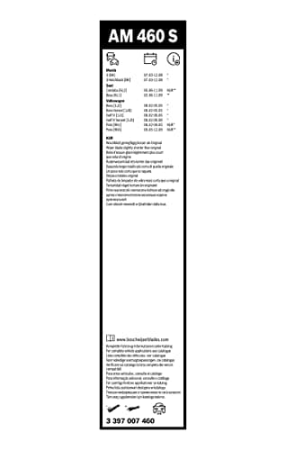 Bosch Balais d'Essuie–Glace Plats Aerotwin AM460S, Longueur: 530mm/450mm – 1 Paire de Balais avant