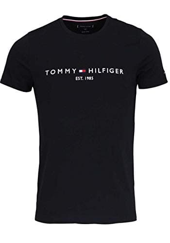 Tommy Hilfiger T-Shirt Homme Core Tommy Logo Tee Encolure Ronde, Noir (Jet Black), L