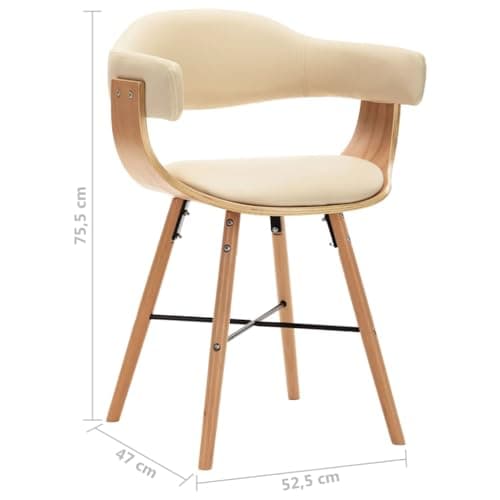 Décoshop26 Lot de 4 chaises de Salle à Manger Cuisine Design Moderne synthétique crème et Bois courbé CDS021464