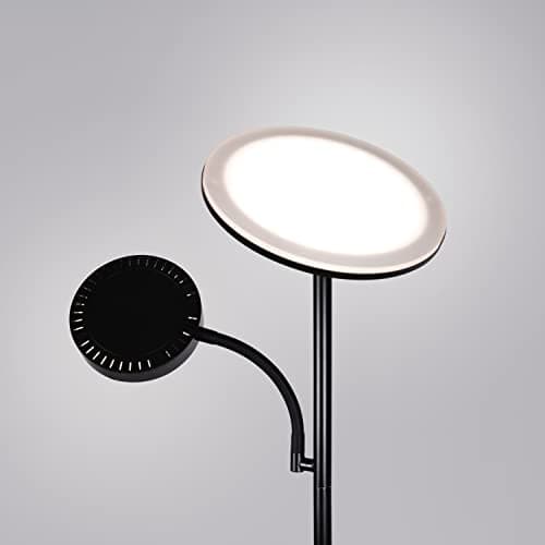 BEL AIR HOME - Lampadaire LED Salon Lagos 15W + 10W, Lumière Naturelle 4000K, Design Moderne en Métal, Interrupteur sur Pied, Idéal pour Salons et Espaces Lecture - (NOIR)
