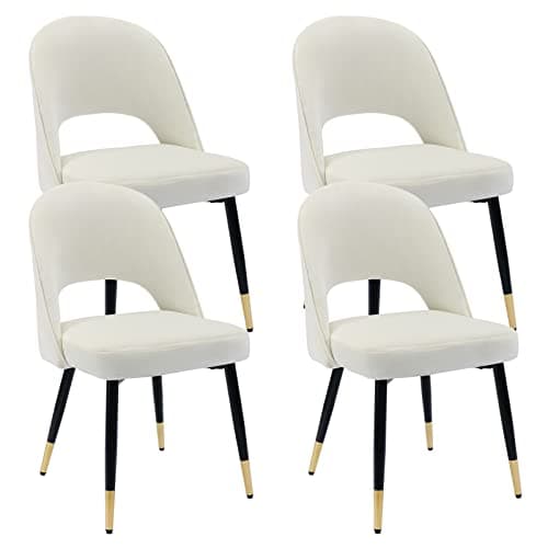 Wahson Lot de 4 Chaise de Salle à Manger Chaise Velours Chaise de Cuisine Chaise Salle Manger avec Pieds en métal Chaise à Dinner Rembourrées pour Cuisine/Restaurant,Beige