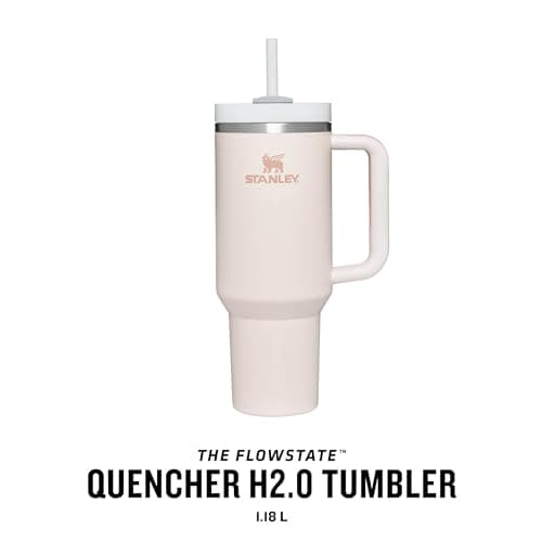 Stanley Quencher H2.0 FlowState Mug Isotherme avec Paille 1.2L - Froid Pendant 11 Heures - Glacé Pendant 48 Heures - Thermos Lavable au Lave-Vaisselle - Gourde Isotherme Sans BPA - Rose Quartz