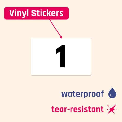 5 Séries - Chiffre Autocollant Adhesifs 1-100, Vinyle Imperméable - Noir, 40 x 25 mm