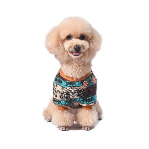 Yoolhamy Pull en polaire pour chien de petite taille - Pull d'hiver pour chien - Vêtement d'hiver ethnique bohème - Doux et chaud - Pull thermique pour chien - Marron - Taille M