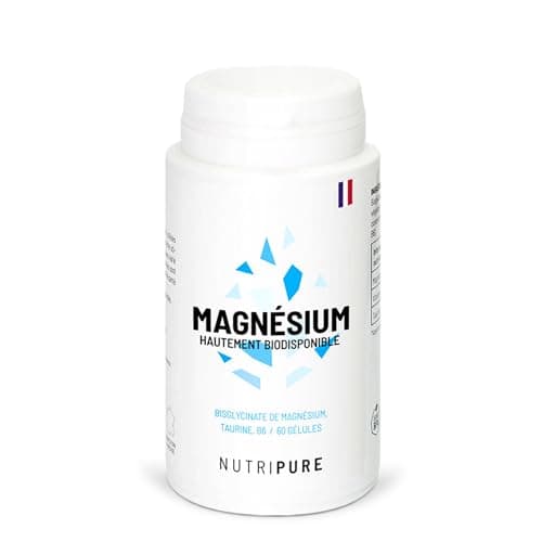 Nutripure | Magnésium Bisglycinate + Taurine & Vitamine B6 | Haute Absorption & Concentration | Anti-Fatigue | 100% Vegan | 60 gélules végétales | Cure de 1 mois | Made in France