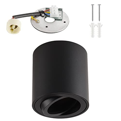 Gleonlux LED spots GU10 plafonniers plat orientable 230V en Saillie Cadre avec douille spot plafond éclairage de plafond aluminium rond noir downlight luminaire plafonnier salle de bain,salon