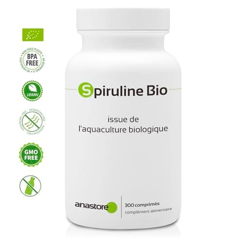 SPIRULINE BIO * 500 mg * Le plus puissant des aliments, riche en protéines et en fer, pour retrouver forme et vitalité (300 comprimés)