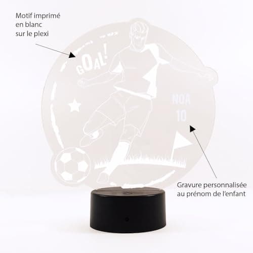 Veilleuse Foot Personnalisable, Veilleuse Footballeur, Décoration Chambre Foot, Lampe Foot Personnalisable, Lumière d'ambiance Foot pour garçon
