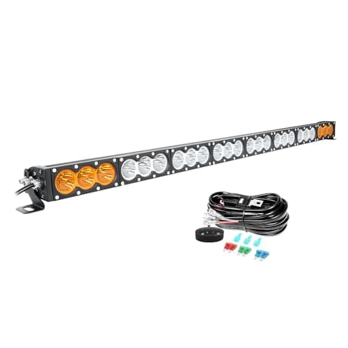 Willpower Barre LED 44'' 240W Rampe LED Rangée Unique Bar LED 12V 24V IP67 Projecteur LED Feux Phare de Travail LED pour 4x4 Voiture Camion Tracteur Quad Bateau, con Câblage, Ambre & Blanc