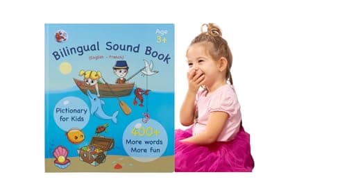 Livres Enfants Jouets éducatifs pour Enfants de 3 Ans - Jouets interactifs bilingue Anglais et français avec 12 chansons et Fonction Quiz - Livre électronique pour Enfants