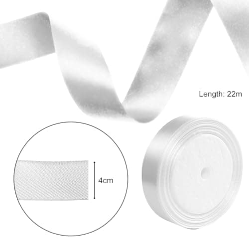 Ruban de satin blanc 20 mm x 22 m - Pour décoration de cadeau de ballons, mariage, baptême et anniversaire - Cadeau de Saint-Valentin