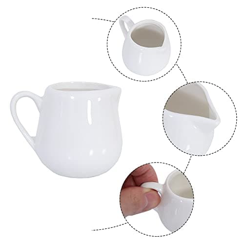 2 Pcs 50 ml/150ml Blanc en céramique Pot à lait de cuisine verseur Tasse à café crème Sauce avec poignée par +ing, blanc, Small