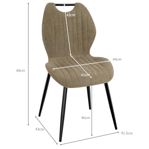 JIJIAN Lot de 4 Chaises de Salle à Manger, Chaise de Cuisine, Chaise tapissée, Chaise de Salon, Dossier en Tissu et Pieds en Métal, Kaki