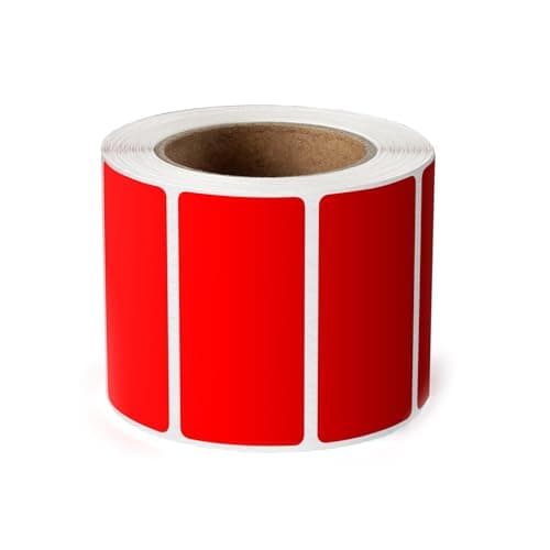 YIKIADA Lot de 500 étiquettes thermiques en vinyle - Rouge - 25 x 50 mm - Rouleau rectangulaire - Autocollant d'adresse - Étanche - Pour nom code-barres QR Code DIY