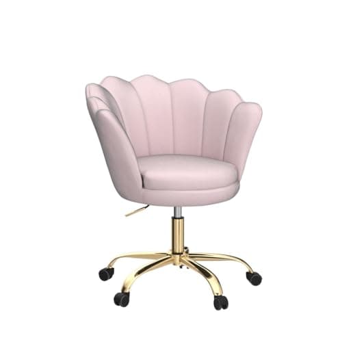 Wahson Chaise de Bureau pivotante en Velours Fauteuil de Bureau réglable en Hauteur Chaise pour Chambre à Coucher/Coiffeuse (Rose Clair)