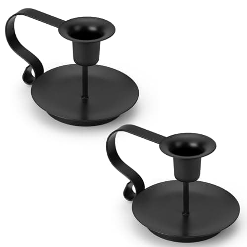 Ensemble de 2 Porte-Bougies en Fer Noir - Supports Élégants pour Chandelles - Porte-Bougeoirs Modernes pour Décoration d'Intérieur