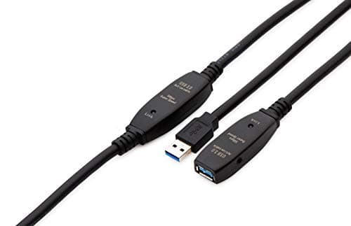 MutecPower Câble USB 3.0 Haute Vitesse - Male vers Femelle - avec 2 Câble LED Répéteur IC ‘’une au milieu et une à l'extrémité’’ - Noir - 15 mètres