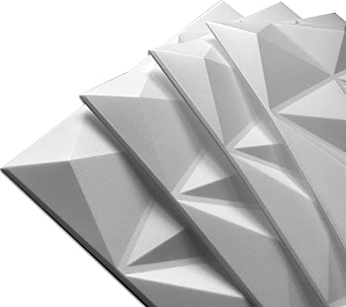 DECCART - Panneau Mural Decoratif 3D | Revetement mural | Panneaux Muraux | Polystyrène PSE | 50x50 cm Brylant 2 m2, 8 pièces, blanc