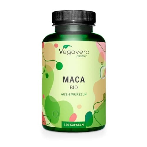 MACA BIO du Pérou 3000mg Vegavero® | 120 Gélules | UNIQUE : 4 Racines de Maca - Noire, Rouge, Jaune, Violette | Sans Additifs | Énergie + Libido + Adaptogene | VEGAN