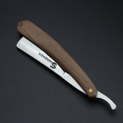 Blaireau de rasage pour homme Rasoir avec boîte Manuel Classique Manche en bois Rasoir de barbier (Marron)
