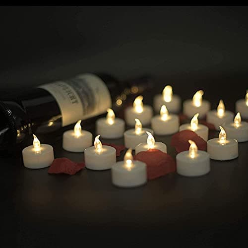 simile Lot de 24 bougies chauffe-plat LED sans flamme alimentées par piles - 100 heures - Pour fête de mariage, vacances, décoration d'intérieur ou d'extérieur (blanc chaud)