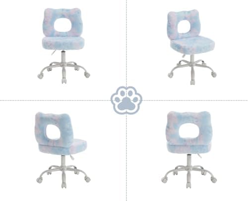 Wahson Chaise de Bureau pour Enfant Chaise Enfant Chambre à roulettes Chaise de Bureau Enfant Réglable en Hauteur, Fauteuil Bureau Enfant pour Chambre, Fausse Fourrure, Bleu