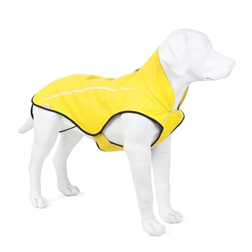 Mile High Life | Imperméable pour Chien | Vêtements Ajustables imperméables pour Animaux de Compagnie | Veste de Pluie légère avec Bande réfléchissante (Jaune, M)