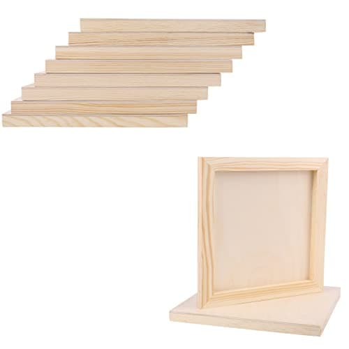 Creative Deco 8 x Toile Peinture en Bois | 20 x 20 cm | Toile a Peindre | Gouache, Aquarelle, Peinture Acrylique | Planche Bois | Tableau Peinture | Planche Bois Brut | Panneau Bois