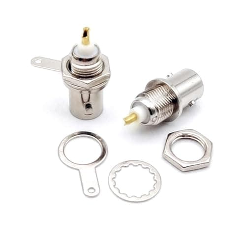 JZK 5X Connecteurs Femelles BNC Prise Femelle à Montage sur Panneau avec poignée de cloison à écrou Adaptateur de sonde Radiale RF BNC pour châssis fiche à souder pour vidéosurveillance