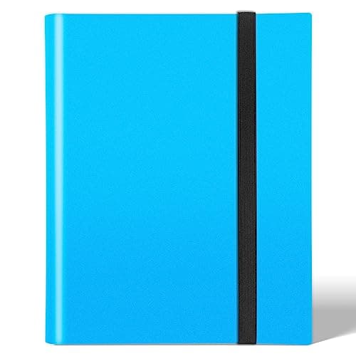Porte Carte à Collectionner, Classeur Cartes 24 Pages Capacité de 432 Cartes,Étanche Jeu de Farde Carte, Sangle Elastique Empêche la Carte de Tomber (Bleu)