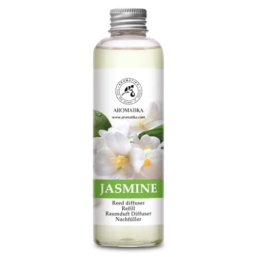 Recharge pour Diffuseur de Jasmin 200ml - Naturelle Huile Essentielle de Jasmin - Parfum Frais et de Longue Durée - Idéal pour Aromathérapie - Assainisseurs de Air de la Grande Pièce