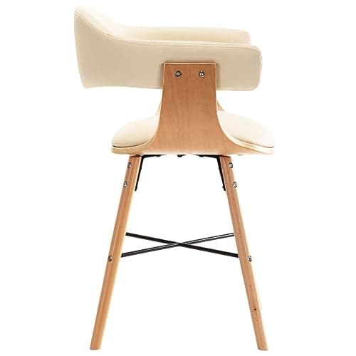 Décoshop26 Lot de 4 chaises de Salle à Manger Cuisine Design Moderne synthétique crème et Bois courbé CDS021464