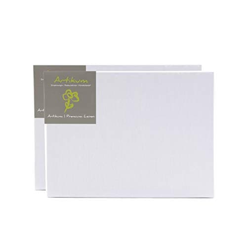 ARTIKUM 2X Linge Premium 50x70cm | Toile sur châssis 50 x 70 cm | 100% Toile de Lin ±430gsm Triple apprêt, prêt à Peindre châssis avec Toile