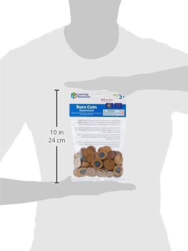 Learning Resources Kit de pièces en euros (jeu de 100), monnaie factice, billet factices, caisse enregistreuse enfants, maternelle ressources, marchande enfants, Montessori Spielzeug ab 3 Jahre