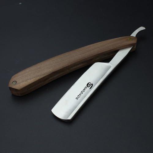 Blaireau de rasage pour homme Rasoir avec boîte Manuel Classique Manche en bois Rasoir de barbier (Marron)