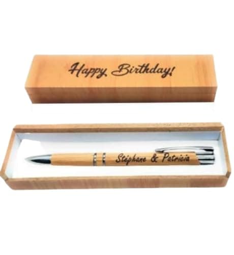 Stylo en bambou personnalisé + Coffret bois Personnalisé/Offrez un Cadeau Utile et Unique/Anniversaire/Gravure prénom