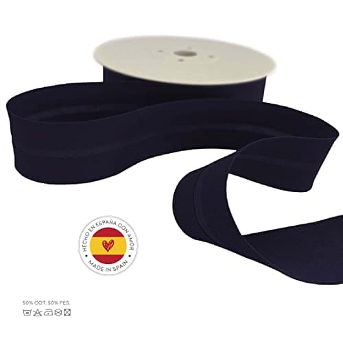TEXTEX = biais de 30 mm de large. 50 % coton et 50 % polyester. Pièce de 10 m (bleu marine)