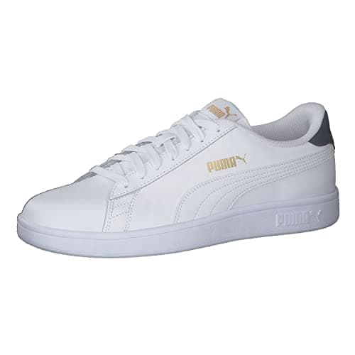 PUMA Unisex Smash V2 L Baskets, Puma White Puma White Peacoat Puma Team Gold, 43 EU