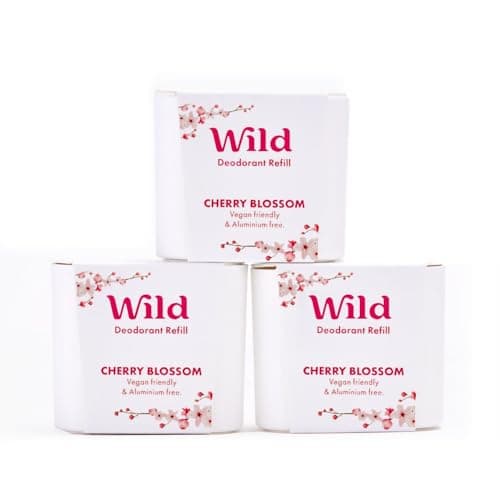 Wild - Trio de recharges Cherry Blossom - Sans Aluminium - Déodorant Naturel Rechargeable - Végan & Ecologique - Protection longue durée - 100% Natural Ingredients - 3 lots de recharges de 40g