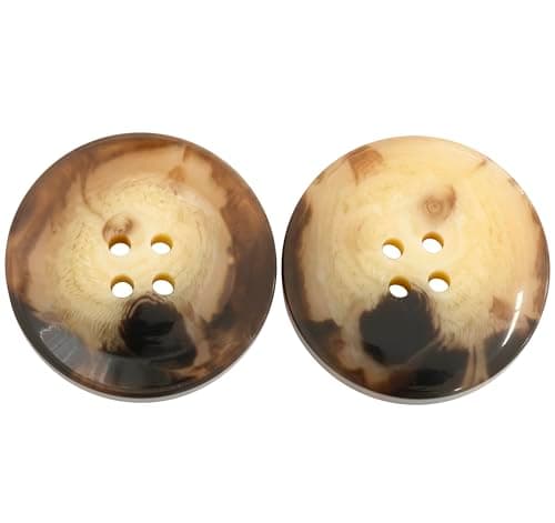 AERZETIX - C74192 - Lot de 10 Boutons de couture ronds ∅28x4 mm à 4 trous 44L L44 - diamètre de l'ouverture 2 mm - couleur beige et marron - en plastique - mercerie vêtements