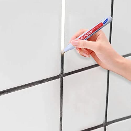 Gusengo Stylo À Joint Carralage Blanc/Beige, Peinture pour Carrelage Salle Bain, Kit Reparation Carrelage, Stylo À Coulis Carreaux pour Salle Bain, Cuisine, Porche, Terrasse